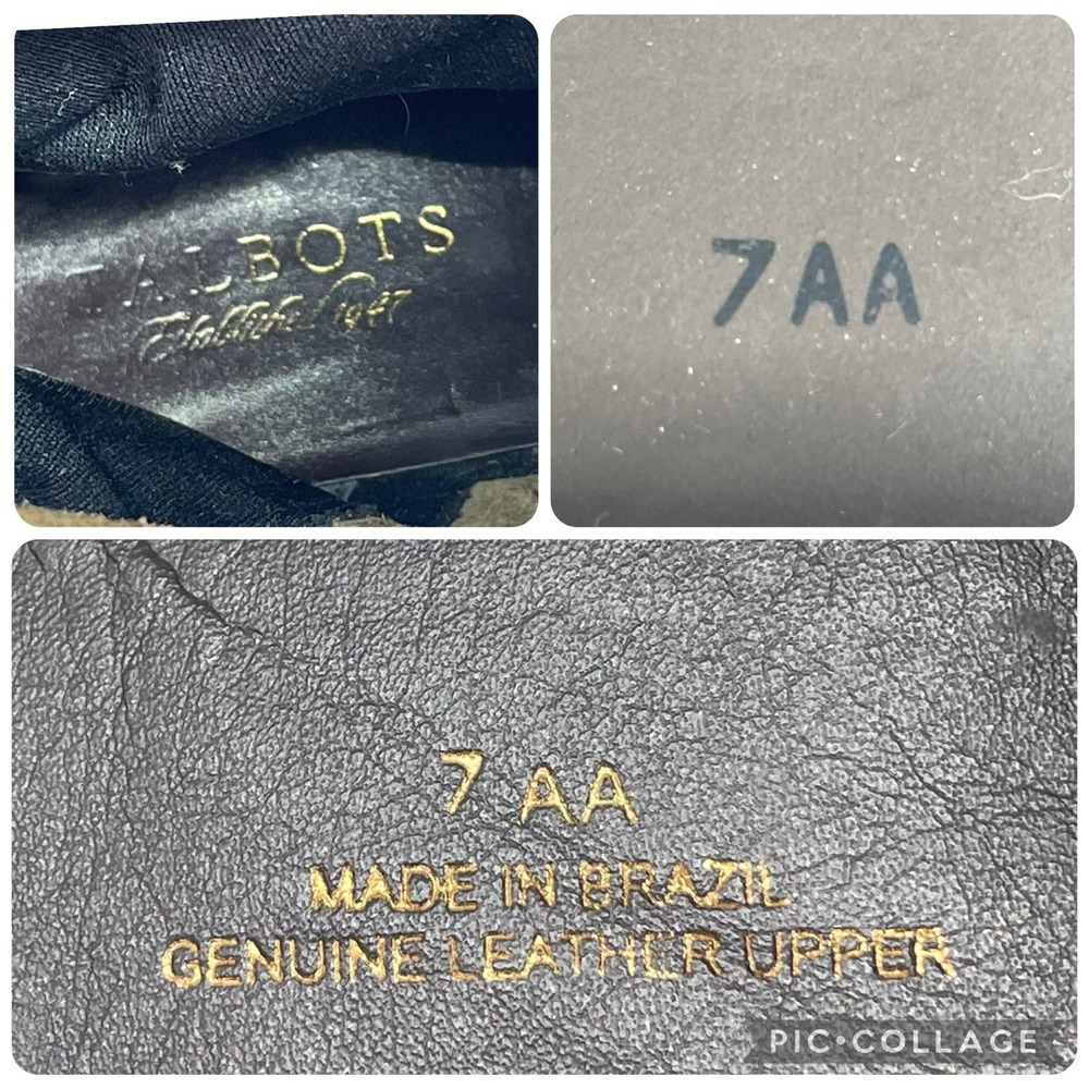 Talbots Womens 7AA Riding Boots Tall Brown Pebbled Leather Gold Buckle Full Zip - Picture 8 of 16